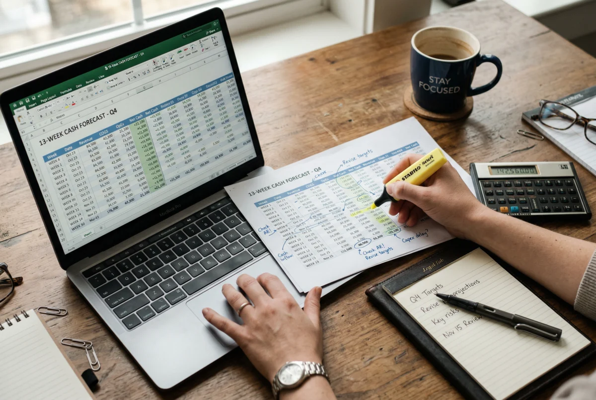 Hands-on cash flow review and forecasting session at SBA Accounting & Tax Solutions in Fresno